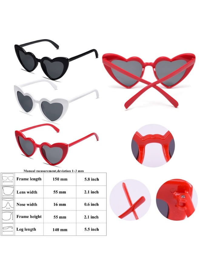PAWSONIFY 3 PCS Heart Shaped Sunglasses UV400 Protection - Vintage Retro Love Heart Glasses for Party Raves Travel - Image 2